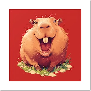 happy capybara Posters and Art